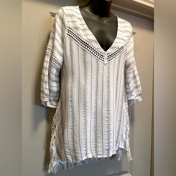 SLOANE ROUGE Boho Crochet Open Back Top size M - Picture 3 of 11